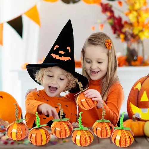 Vista 3 de BeYumi 30 piezas de tira de papel de Acción de Gracias, kit de manualidades de calabaza de gratitud de otoño, manualidades religiosas, decoración