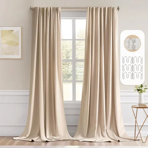 Vista 64 de MIULEE Cortinas opacas con pestaña trasera de 63 pulgadas de largo, juego de 2 paneles para sala de estar, dormitorio, privacidad, bolsillo