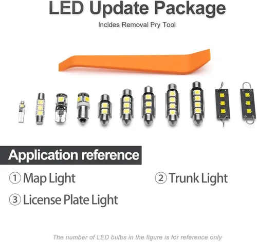 Vista 7 de Juego de 6 bombillas de luces LED interiores para Nissan Juke 2011 2012 2013 2014 2015 2016 2017, luces de matrícula de carga para maletero de mapa