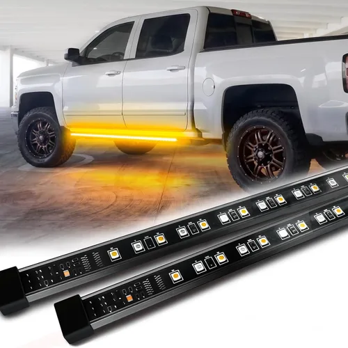 Vista 9 de OPT7 Sidekick - Luces para estribo de 48 pulgadas, 2 tiras LED con señal de giro ámbar, DRL, luz blanca de cortesía para cabina regular, camioneta