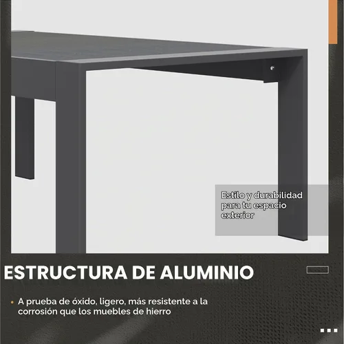 Vista 5 de Solaste - Mesa de café de aluminio para exterior, mesa rectangular de metal para patio todo clima, mueble para balcón, jardín, uso en interiores