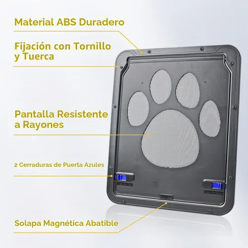 Vista 4 de Puerta mosquitera para perro, puerta de gato de 8 x 10.2 pulgadas para ventana, cierre magnético, puerta pequeña con cerradura de doble cara