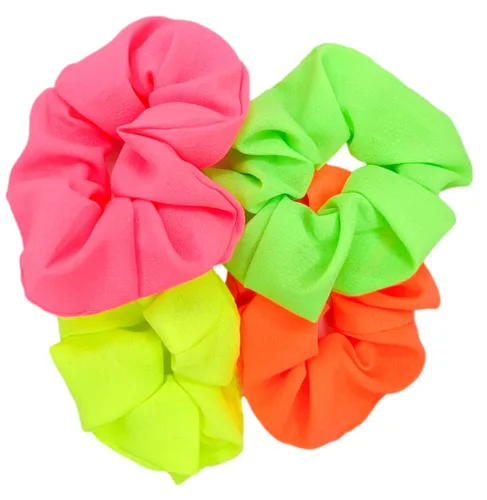 Vista 6 de Bandas elásticas para el cabello de neón, coleteros de color liso verde neón (4 unidades)