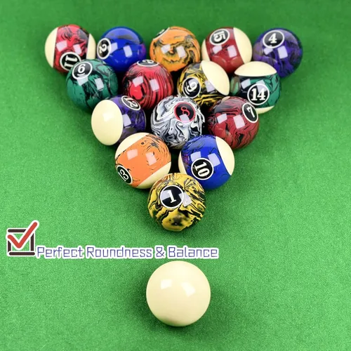 Vista 2 de Juego de 16 bolas de billar para mesa de billar, bola de resina de 2-1/4 pulgadas (varios estilos disponibles)