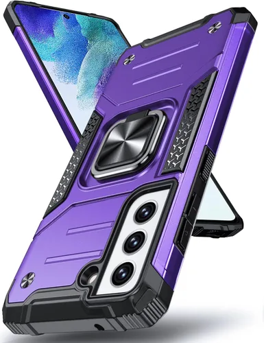 Vista 30 de DASFOND Diseñada para funda Galaxy S8 con soporte, anillo metálico giratorio mejorado de 360°, soporte kickstand de grado militar, resistente a