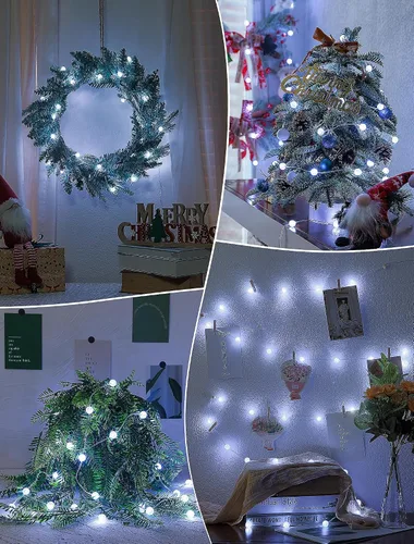 Vista 2 de Cadena de luces de globo mejorada, 10 pies, 30 luces LED USB, luces de hadas, 8 modos, luces de bola con textura agrietada, luces decorativas