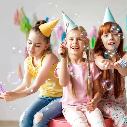 Vista 5 de AFZMON 24 varitas de burbujas para fiestas de niños Candyland, varitas de burbujas de caramelo dulce en miniatura, suministros de fiesta