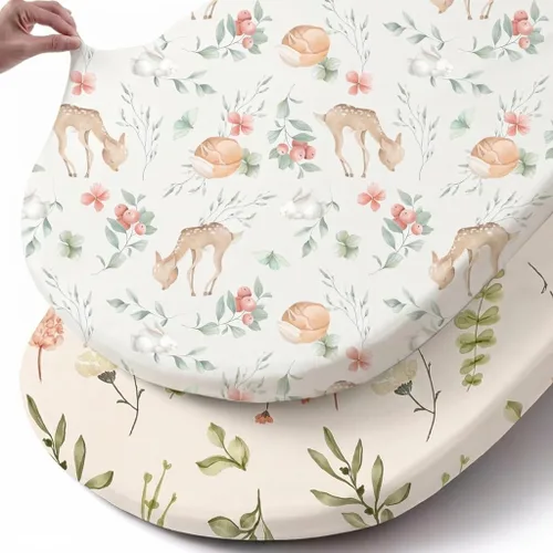 Vista 48 de Pack n Play Sheets BROLEX - Juego de 2 sábanas para cuna, juego de sábanas elásticas y portátiles para cuna, funda de colchón convertible