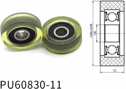 Vista 2 de SSIMOO Diameter 30mm, PU Polyurethane Bearing,Rubber Coated Soft Pulley/Roller, Width 11mm Kindly