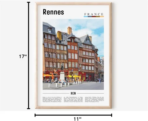 Vista 7 de Impresión de Rennes, póster de Rennes, arte de pared, pintura al óleo, póster colorido de la ciudad, impresión de ciudad, obras de arte de viaje