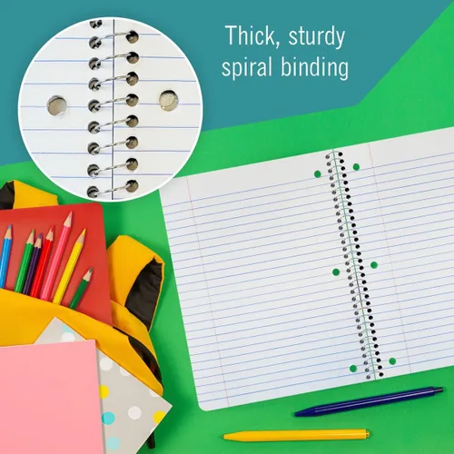 Vista 6 de EXTRIC Cuaderno de espiral con rayas universitarias, paquete de 24, 1 cuaderno de espiral de 70 hojas, 8 x 10.5 pulgadas, cuadernos de un solo tema