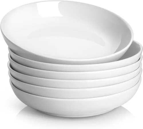Vista 9 de Y YHY Tazones para pasta de 30 onzas, cuencos grandes para servir ensalada, cuencos de sopa poco profundos, cuencos de porcelana para pasta, juego