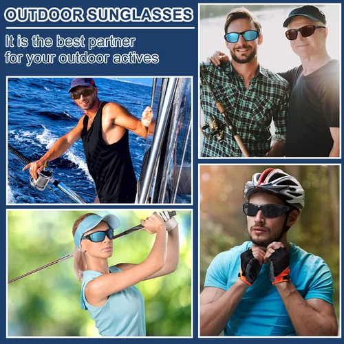 Vista 6 de Macarrie 36 gafas de sol deportivas polarizadas antirreflejos, gafas de sol polarizadas de visión nocturna con marco resistente para hombres