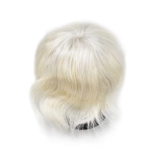 Vista 64 de Toupee para hombre 100% cabello humano real tupé para hombres 0.004 in piel de poliuretano para hombre, sistema de reemplazo de piezas de pelo