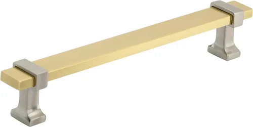 Vista 17 de Amerock Mango de gabinete Cromo negro/Oro cepillado 3-3/4 pulgadas (96 mm) de centro a centro Overton paquete de 1 unidad Jaladera