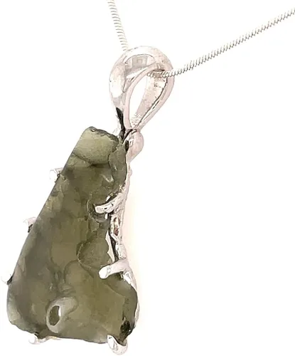 Vista 2 de Collar con colgante de Moldavita pulido por Stones Desire