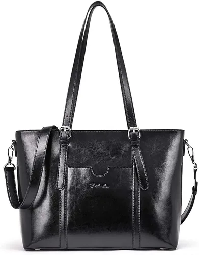 Vista 6 de BOSTANTEN Maletín de cuero para mujer, estilo vintage, de 15.6 pulgadas y de cuero, para laptop, oficina, maletín vintage, 15.6 pulgadas, bolso