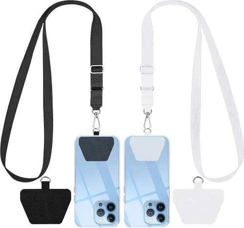 Vista 17 de SHANSHUI Cordón para teléfono, correa para el cuello y correa para la muñeca, soporte universal para funda de teléfono, anclaje para todos los Negro