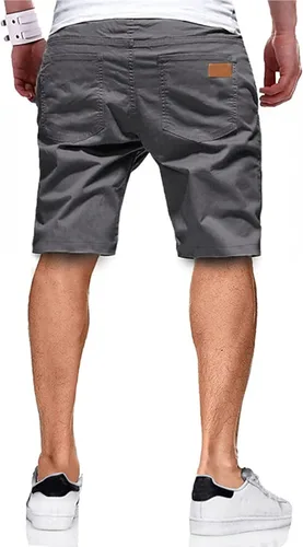 Vista 2 de Pantalones cortos de algodón para hombre, estilo casual, de ajuste clásico, con 4 bolsillos, para verano, playa