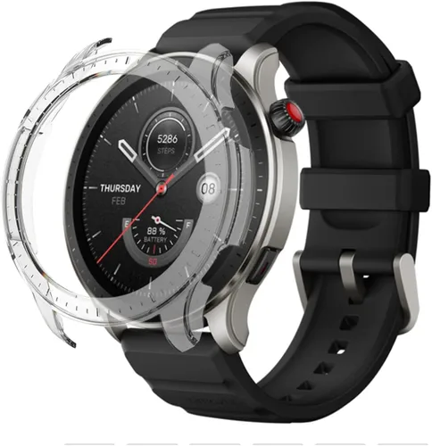 Vista 9 de Funda protectora para Amazfit GTR 4, a prueba de golpes, duradera, de policarbonato duro, accesorios para Amazfit GTR 4 Smartwatch (negro y azul)