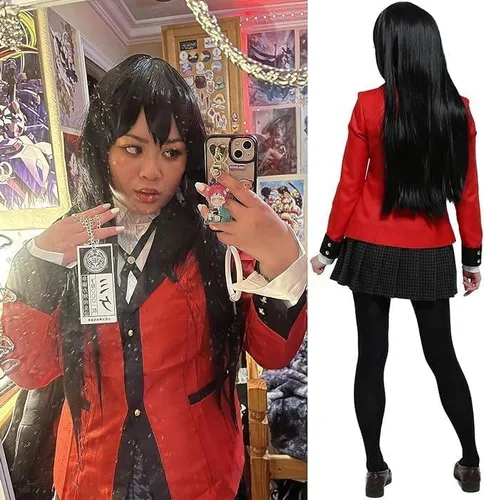 Vista 6 de Taikcsut Runa Yomoduki - Disfraz de cosplay para mujer, Kakegurui Cosplay jugador, uniforme escolar, Halloween, cosplay, conjunto completo
