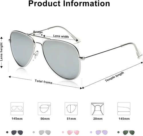 Vista 3 de SOJOS Gafas de sol polarizadas de aviador para mujer y hombre