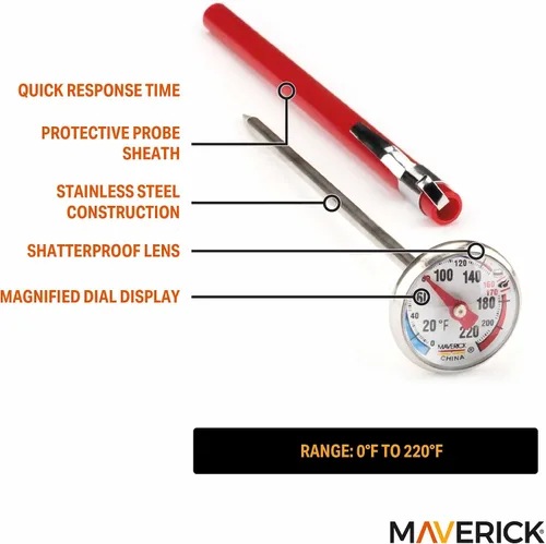 Vista 2 de Maverick Housewares IRT-01 Redi-Chek - Termómetro profesional de lectura instantánea de 1 pulgada, color plateado