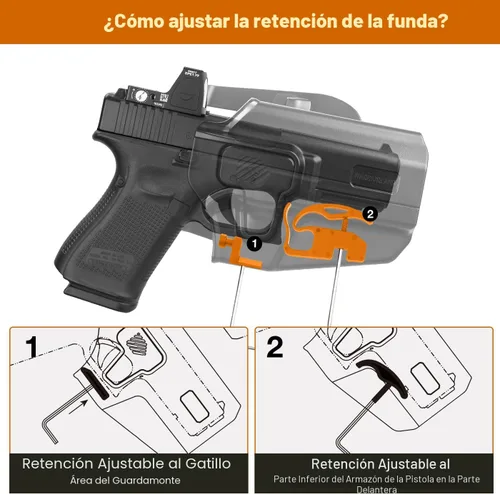 Vista 4 de WARRIORLAND Funda universal para pistola OWB con corte óptico, se adapta a las pistolas compactas más populares a tamaño completo con barril de 4 a