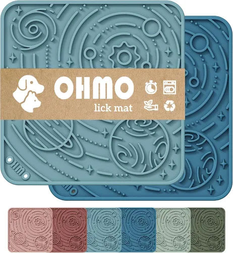 Vista 15 de OHMO Alfombrilla para lamer perros y gatos, patrón espacial, 6 x 10 fresno+beige