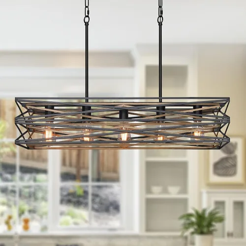 Vista 9 de Sigaitwei Lámpara de comedor de granja de 21 pulgadas, iluminación de isla de cocina de 3 luces, lámpara industrial para comedor, sobre mesa