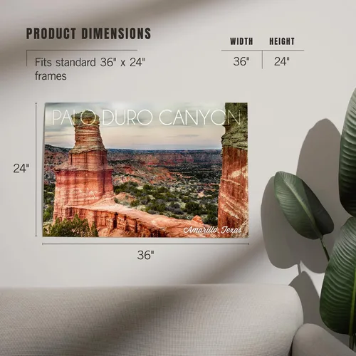 Vista 5 de Lantern Press 24x36 Inch Giclee Print, Amarillo, Texas, Palo Duro Canyon, Lighthouse