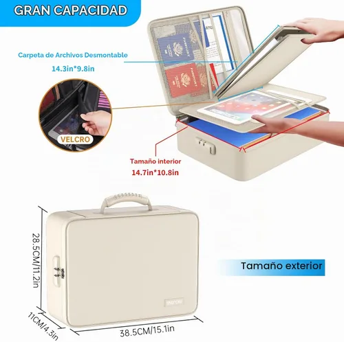Vista 3 de ENGPOW Fireproof File Organizer Bag with 13 Pockets Accordion File Folder