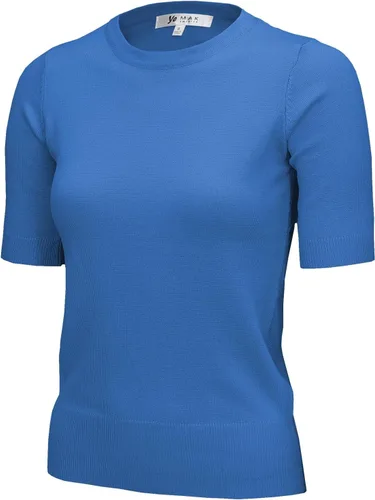 Vista 36 de YEMAK Suéter de Punto Top para Mujer – Media Manga Cuello Redondo Básico Casual Ajuste Clásico Ligero de Punto Suave Pullover Tee