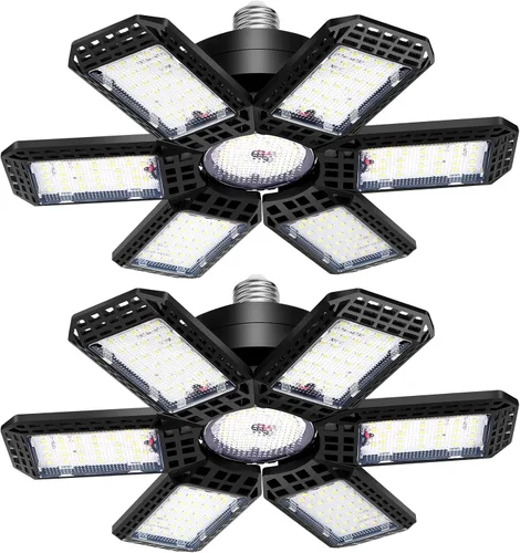 Vista 10 de AUDLES - Paquete de 1 luz de garaje, 200 W, 20000 lm, 6500 K, luces LED para taller, luces de techo LED para garaje con 6+1 paneles deformables