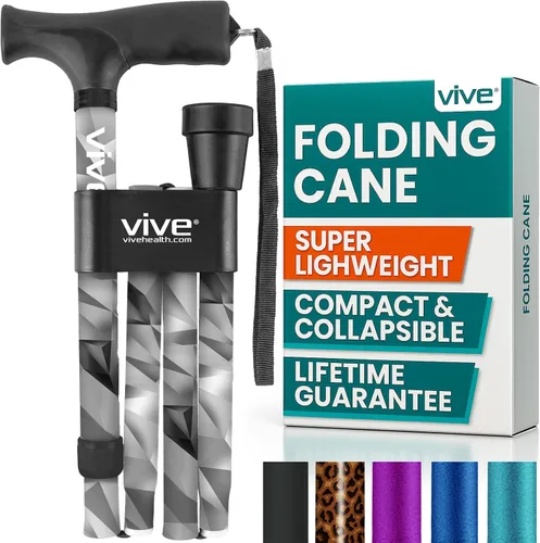 Vista 17 de Bastón plegable Vive, bastón de peso ligero robusto para hombres y mujeres, diseño plegable para la portabilidad y la conveniencia, acabado liso