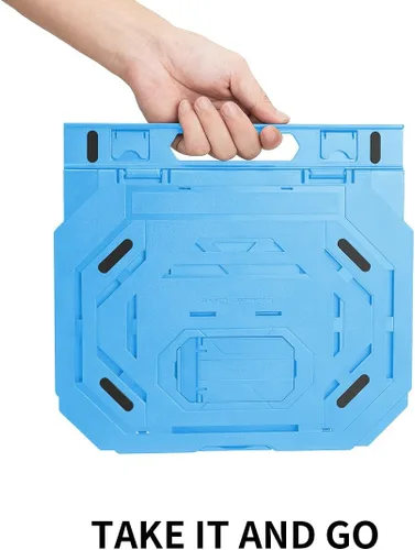 Vista 8 de Soporte para tableta de dibujo, soporte plegable para computadora portátil, 9 niveles de ángulos ajustables con un soporte para teléfono integrado