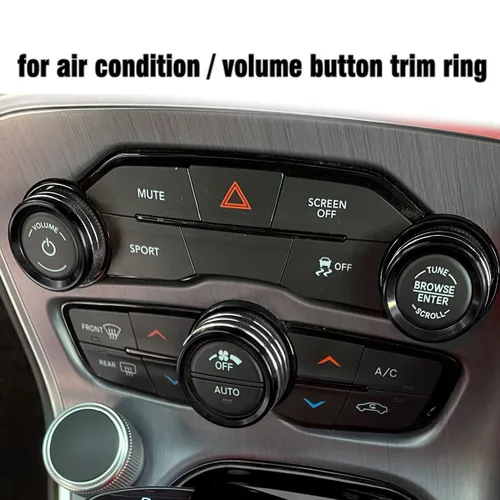 Vista 4 de Para Dodge Challenger Charger (2015-2021), cubierta de perilla de control de clima de CA, interruptor de sintonización de volumen automático, ajuste