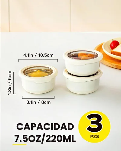 Vista 5 de Recipiente de aderezo de ensalada de acero inoxidable Lille Home, recipientes pequeños a prueba de fugas con tapas, beige Small Food Storage
