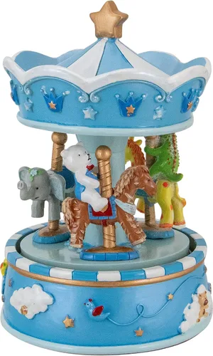 Vista 5 de Northlight Carrusel musical giratorio azul de 6.5" para niños