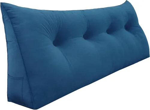 Vista 47 de Almohada de cuña doble gruesa de 8 libras para cabecero de dormitorio universitario, almohada de cuña de terciopelo con respaldo triangular