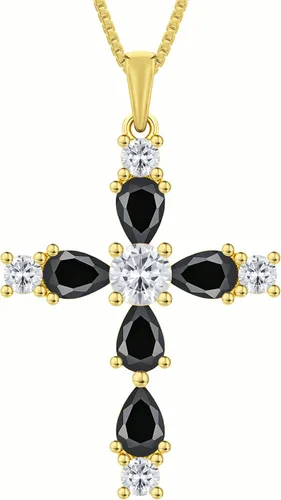 Vista 176 de YL Collar de cruz de plata de ley 925 con colgante de piedra natal religiosa para mujer