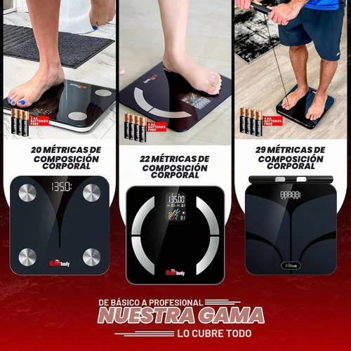 Vista 7 de Báscula inteligente para peso corporal, 20 métricas de composición corporal que incluyen edad corporal, masa muscular y grasa subcutánea, báscula