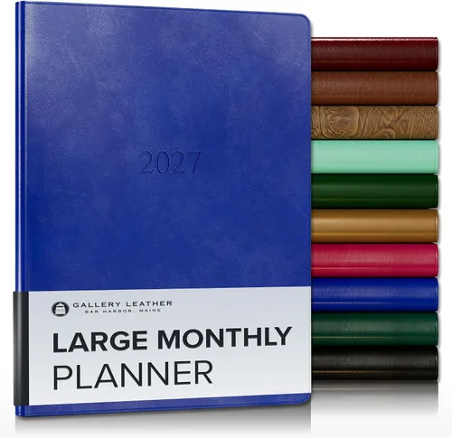 Vista 64 de Gallery Leather Agenda mensual grande 2026-2027 Acadia Navy