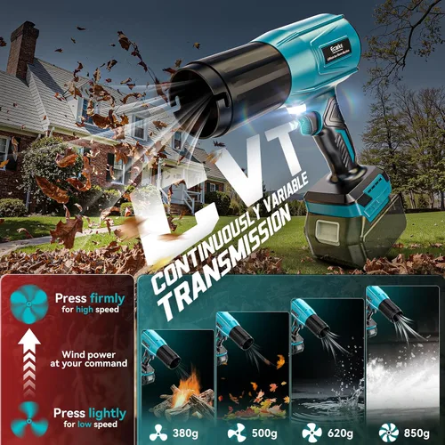 Vista 5 de Soplador de hojas de 800,000 RPM compatible con Makita18V: soplador de polvo inalámbrico Ecarke Turbo Jet Soplador eléctrico de mano alimentado