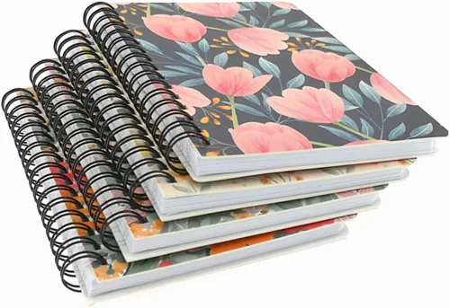 Vista 6 de ALIMITOPIA Paquete de 4 Cuadernos en Espiral A6, Diario de Cuaderno con Espiral de Alambre Rayado para Bocetos, Bloc de Notas, Diario, Planificador