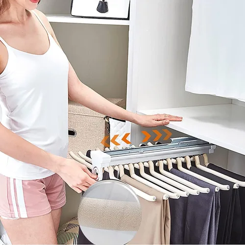 Vista 4 de MYOYAY Perchero extraíble para pantalones con 22 brazos de acero, organizador de ropa para armario, para ahorrar espacio y almacenamiento, carga