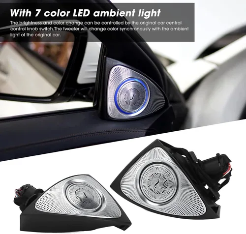 Vista 3 de Tweeters de audio para coche con kit de iluminación ambiental LED, 7 colores 3D giratorios, repuesto para S-Class W222 Pre-Facelift 2014-2017
