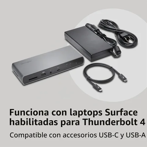 Vista 4 de Kensington Estación de acoplamiento SD5750T Thunderbolt 4 para Microsoft Surface Pro 10/9/8/7 y 13" y Surface Laptop Studio (K37899NA)