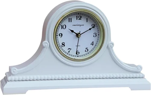 Vista 13 de Relojes de Repisa, Funcionan con Baterías, Reloj de Mesa de Madera Silencioso con Campanadas Westminster a Cada Hora, Reloj de Repisa de Madera