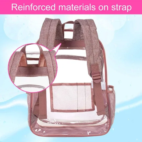 Vista 8 de Mochila transparente resistente para libros, mochila escolar traslúcida